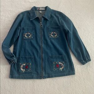 Passion-I Embroidered Kokopelli Southwestern Blue Denim Jacket Size S